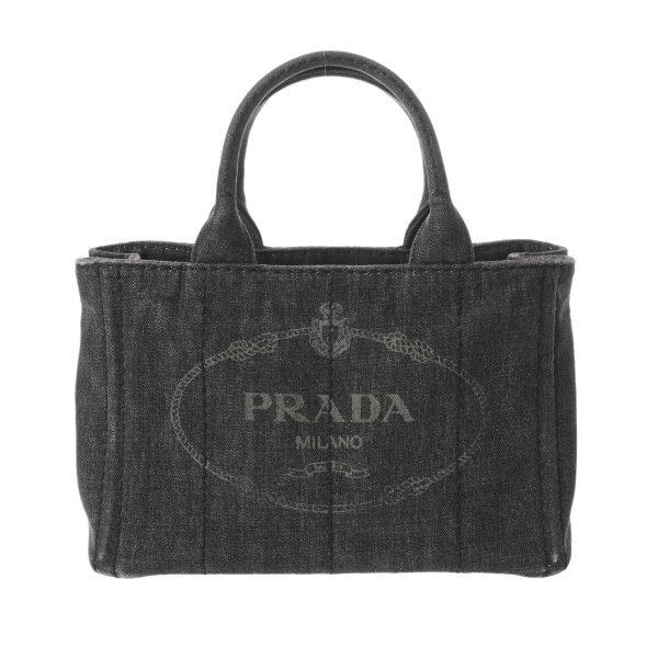 ik 00 0614727 2 PRADA Canapa Tote Mini 2WAY Black Denim Handbag