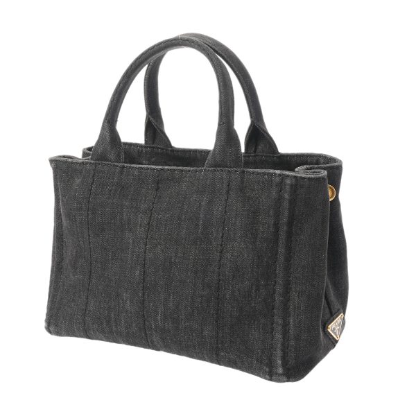 ik 00 0614727 3 PRADA Canapa Tote Mini 2WAY Black Denim Handbag