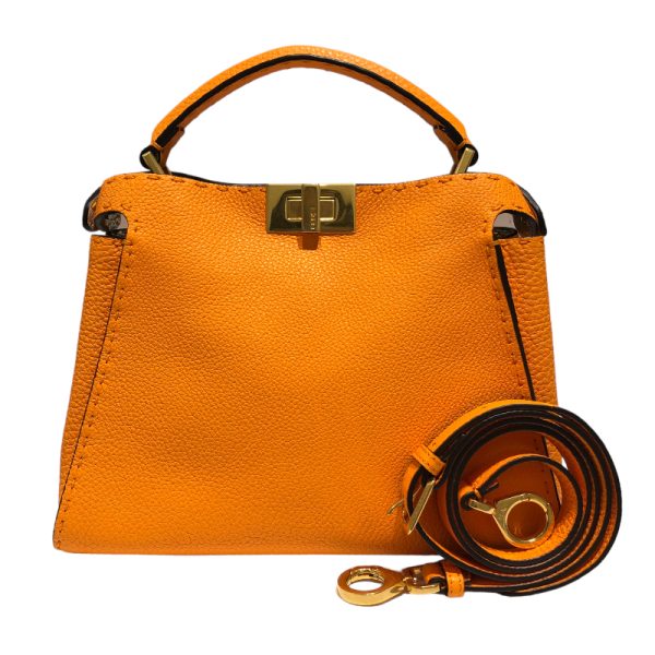 img 1115 FENDI Peekaboo Essential Selleria Orange Shoulder Bag