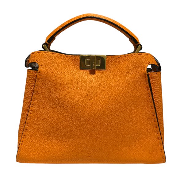 img 1117 FENDI Peekaboo Essential Selleria Orange Shoulder Bag