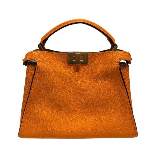 img 1119 FENDI Peekaboo Essential Selleria Orange Shoulder Bag