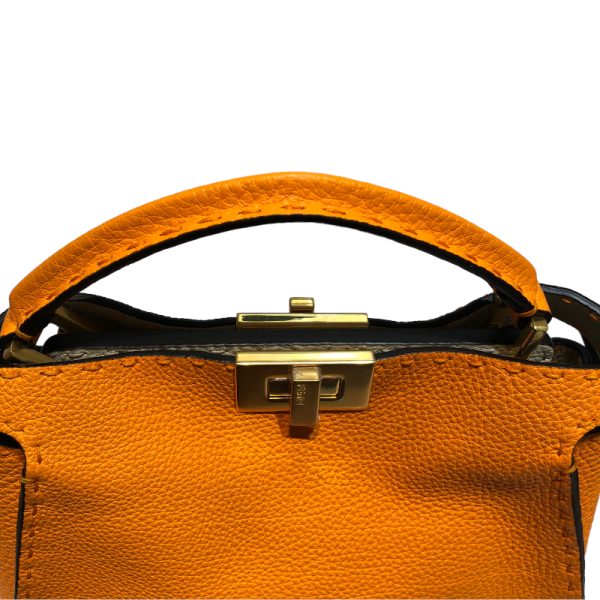 img 1125 FENDI Peekaboo Essential Selleria Orange Shoulder Bag