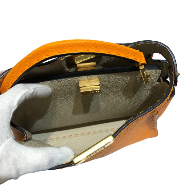 img 1127 FENDI Peekaboo Essential Selleria Orange Shoulder Bag