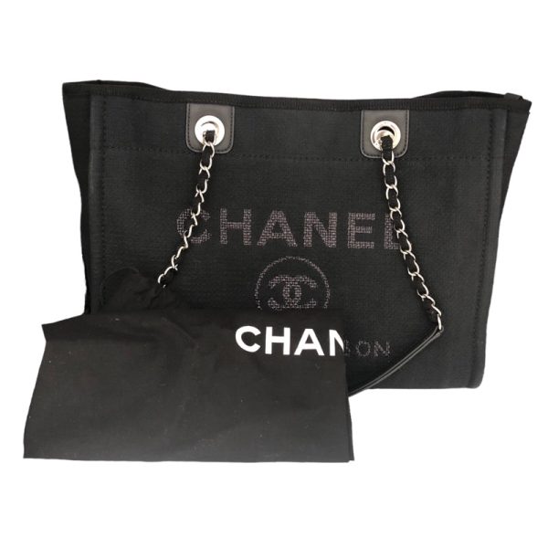 img 1834 CHANEL Deauville Chain Tote Mixed Fiber Tote Bag