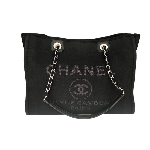 img 1844 CHANEL Deauville Chain Tote Mixed Fiber Tote Bag