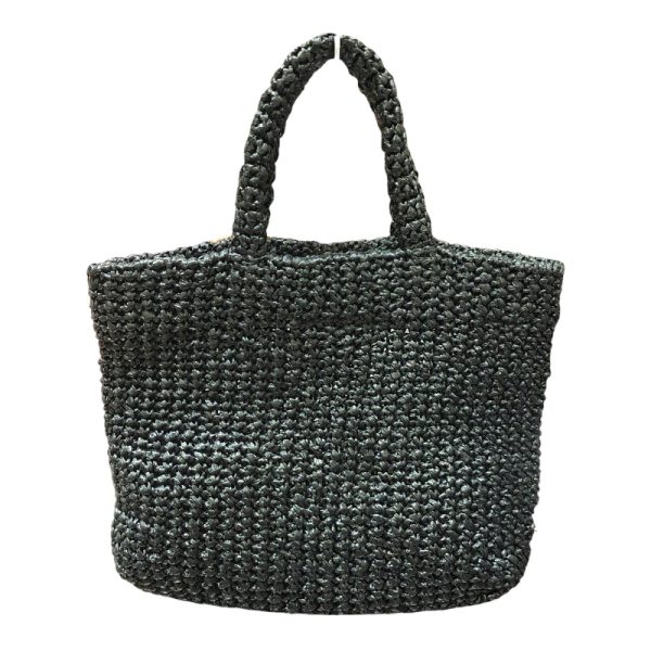 img 1979 PRADA Small Crochet Tote Bag Black Raffia Tote Bag