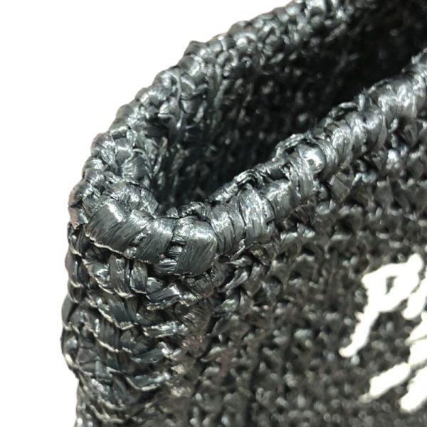 img 1985 PRADA Small Crochet Tote Bag Black Raffia Tote Bag