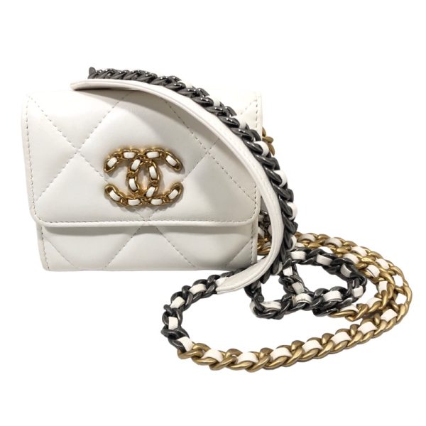 img 2189 CHANEL Flap Coin White Lambskin Shoulder Bag