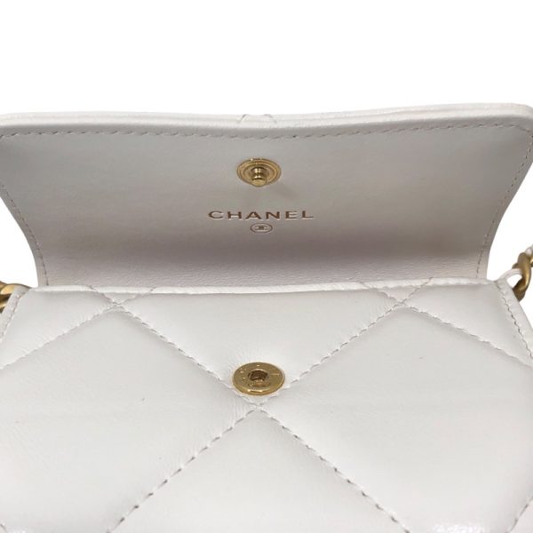 img 2197 CHANEL Flap Coin White Lambskin Shoulder Bag