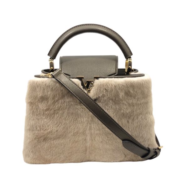 img 2259 LOUIS VUITTON Capucines BB Mink Fur Beige Handbag