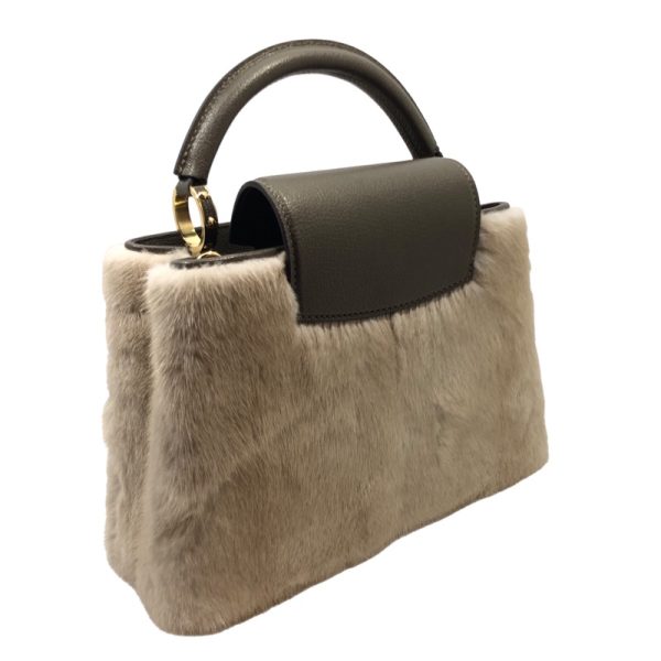 img 2260 LOUIS VUITTON Capucines BB Mink Fur Beige Handbag