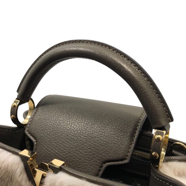 img 2262 LOUIS VUITTON Capucines BB Mink Fur Beige Handbag