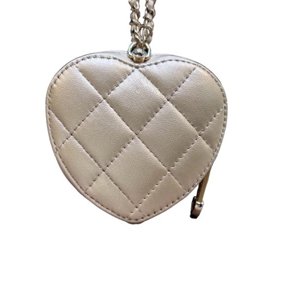 img 4932 CHANEL Heart Necklace Coin AB2783 Champagne GD Lambskin Shoulder Bag