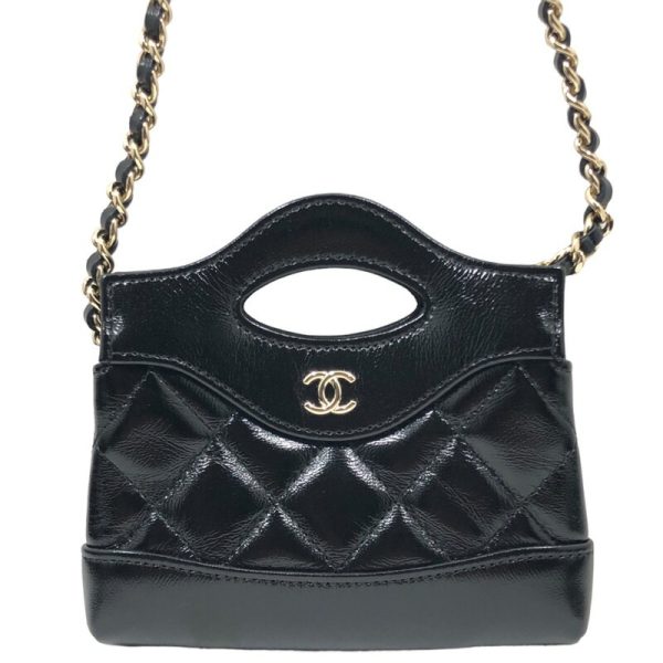 img 6876 CHANEL Chain Clutch Black Shiny Lambskin Clutch Bag