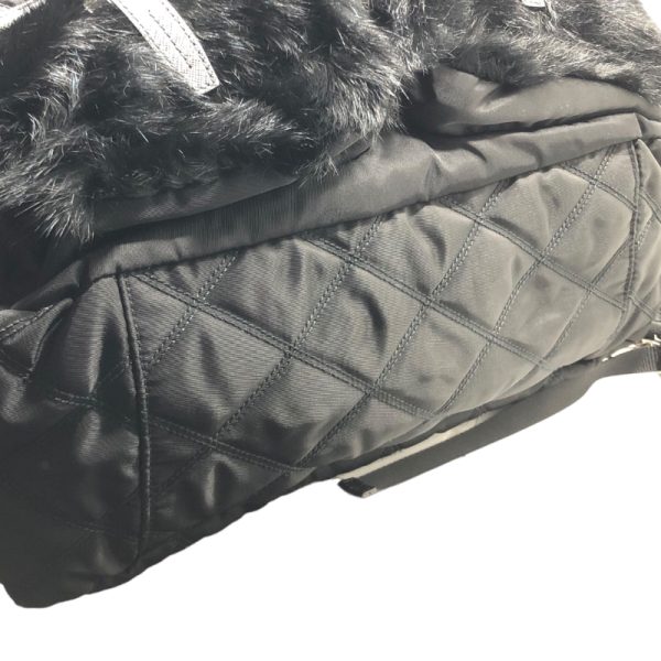 img 9948 PRADA Rabbit Fur Backpack Black Nylon Saffiano Rucksack