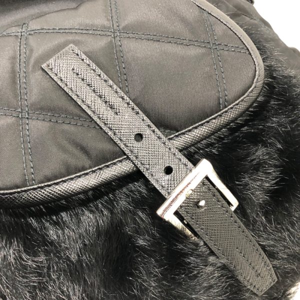 img 9952 PRADA Rabbit Fur Backpack Black Nylon Saffiano Rucksack