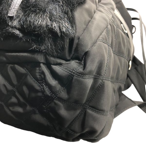 img 9954 PRADA Rabbit Fur Backpack Black Nylon Saffiano Rucksack