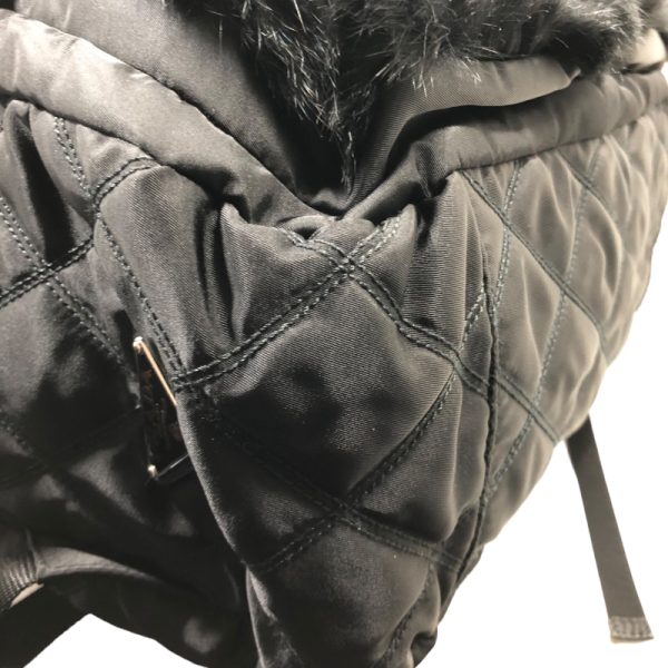 img 9955 PRADA Rabbit Fur Backpack Black Nylon Saffiano Rucksack