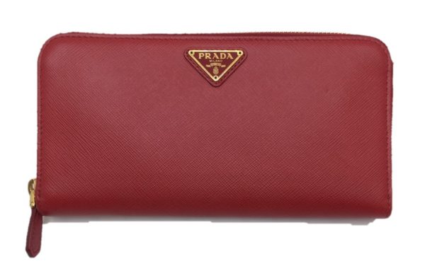 imgrc0078705165 PRADA Round Zipper Long Wallet Red