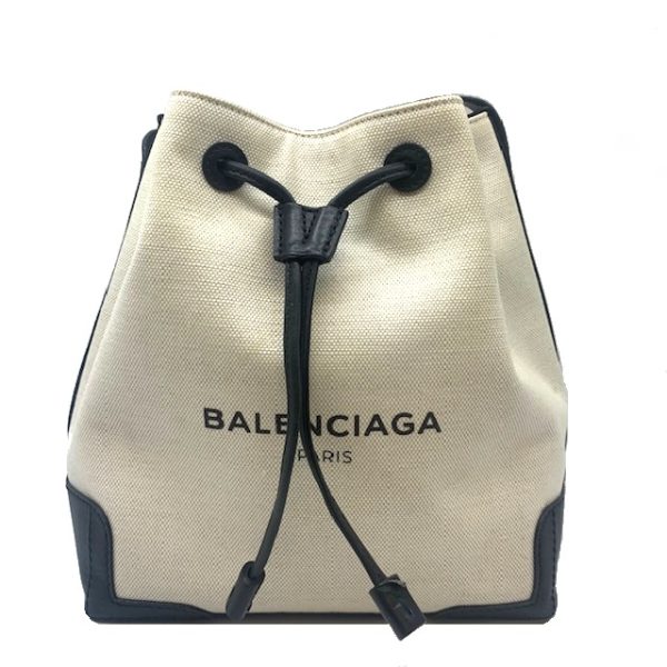 imgrc0079979435 BALENCIAGA Navy Bucket Bag Canvas Leather Black