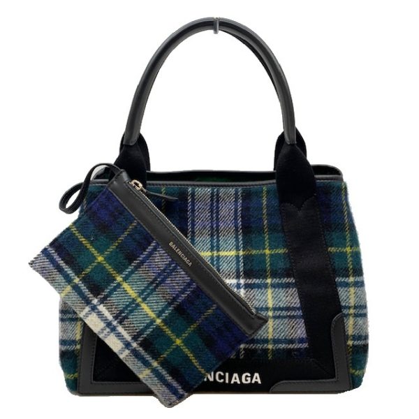 imgrc0080046507 Balenciaga Navy CABAS S Tote Bag Wool Leather Blue