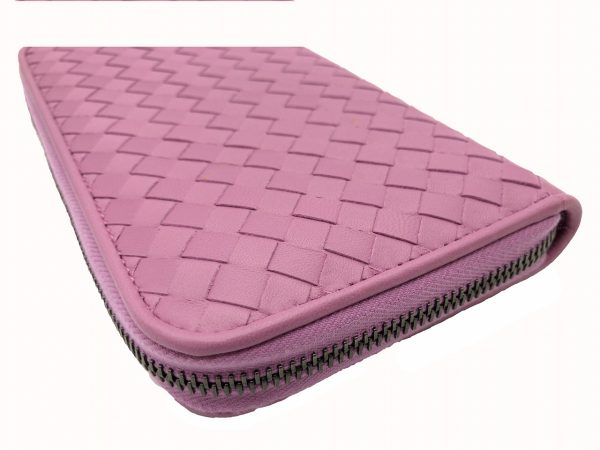 imgrc0080378484 Bottega Veneta Long Wallet Round Zipper Intrecciato Pink