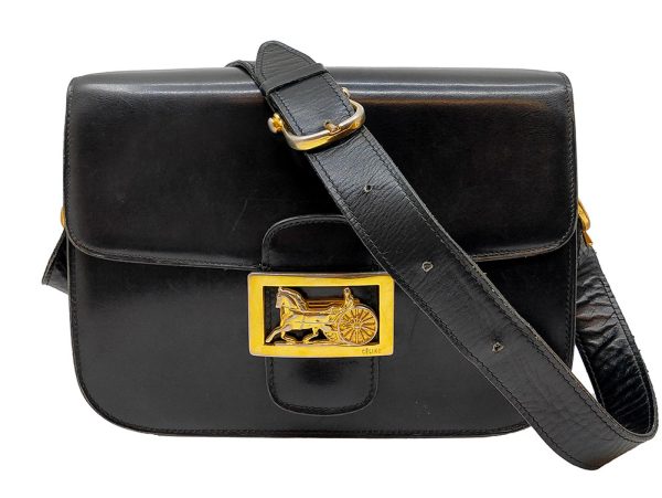 imgrc0080787088 CELINE Vintage Carriage Shoulder Bag Black