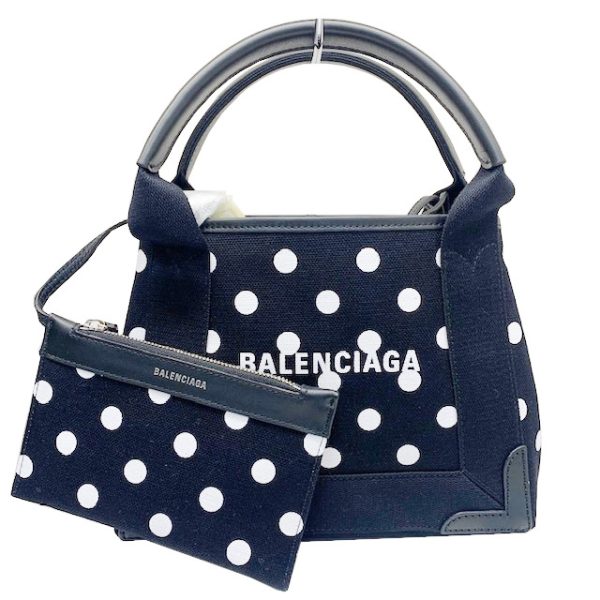 imgrc0081630220 BALENCIAGA Navy Hippo XS 2WAY Shoulder Bag Dot Black White