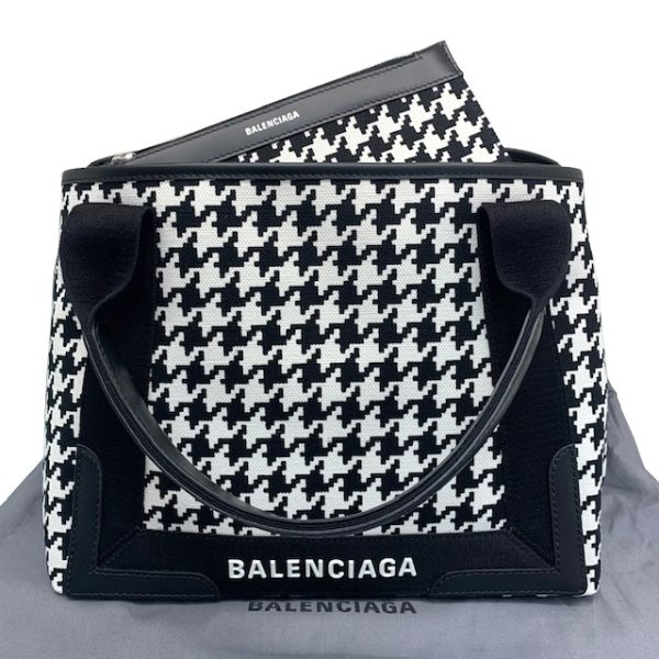 imgrc0081630277 BALENCIAGA Navy Hippo Handbag Houndstooth Black