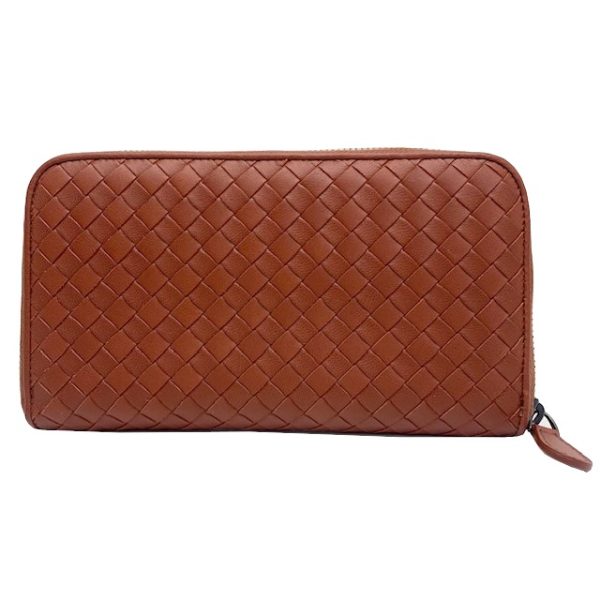 imgrc0081659489 Bottega Veneta Intrecciato Round Zipper Long Wallet Brown