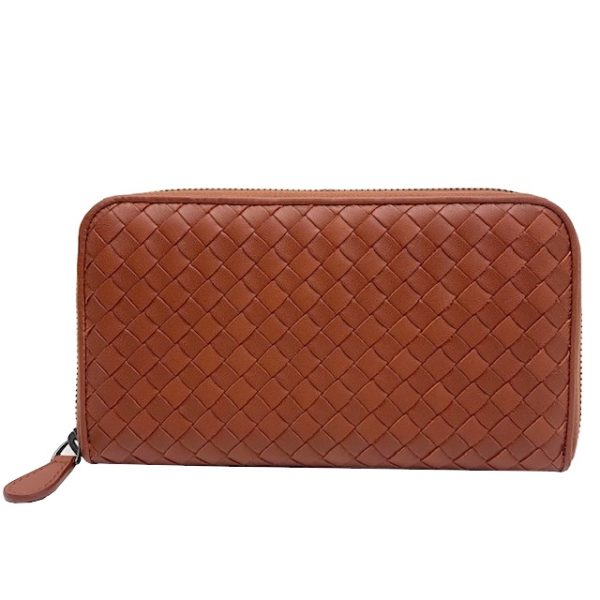 imgrc0081659490 Bottega Veneta Intrecciato Round Zipper Long Wallet Brown