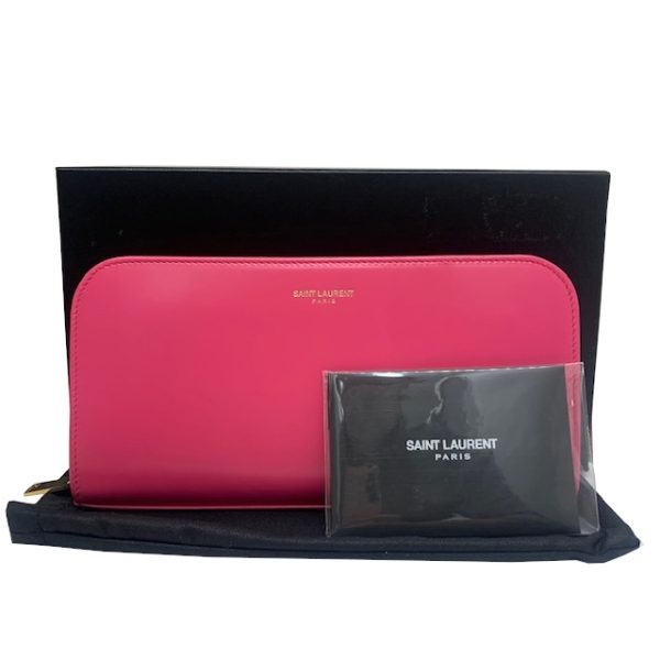 imgrc0082783779 Saint Laurent Round Zipper Leather Long Wallet Pink