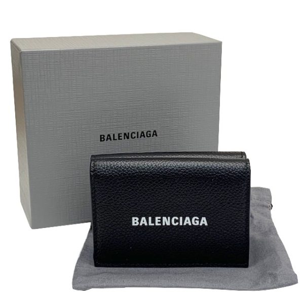 imgrc0082783800 BALENCIAGA Trifold Wallet Logo Leather Black