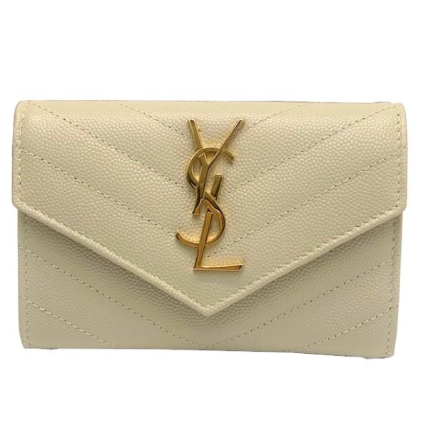 imgrc0082783879 Saint Laurent Coin Case Leather Mini Wallet Ivory