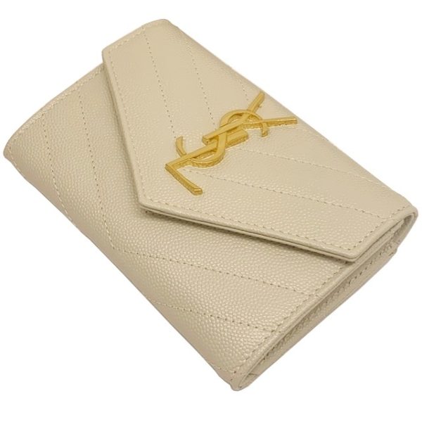 imgrc0082783880 Saint Laurent Coin Case Leather Mini Wallet Ivory