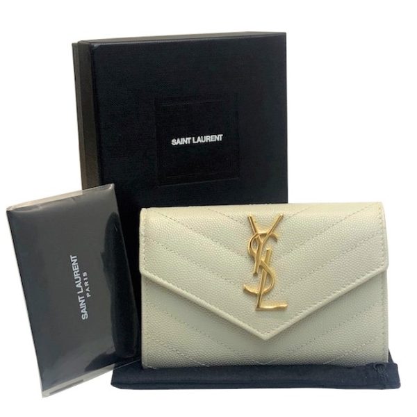 imgrc0082783884 Saint Laurent Coin Case Leather Mini Wallet Ivory