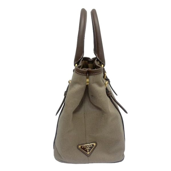 imgrc0082842571 PRADA Logo Jacquard 2WAY Bag Canvas Leather Brown Beige