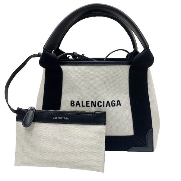 imgrc0082977625 BALENCIAGA Navy Cabas XS Mini Bag Canvas White Black