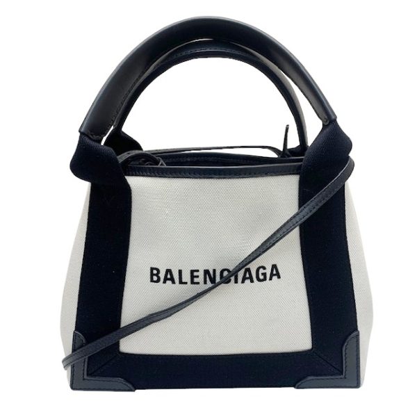 imgrc0082977626 BALENCIAGA Navy Cabas XS Mini Bag Canvas White Black