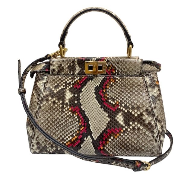 imgrc0083307174 FENDI Mini Peekaboo Handbag Python Beige