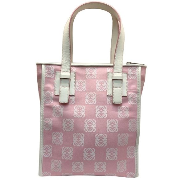 imgrc0083346956 Loewe Anagram Handbag Tote Canvas Leather Pink Ivory