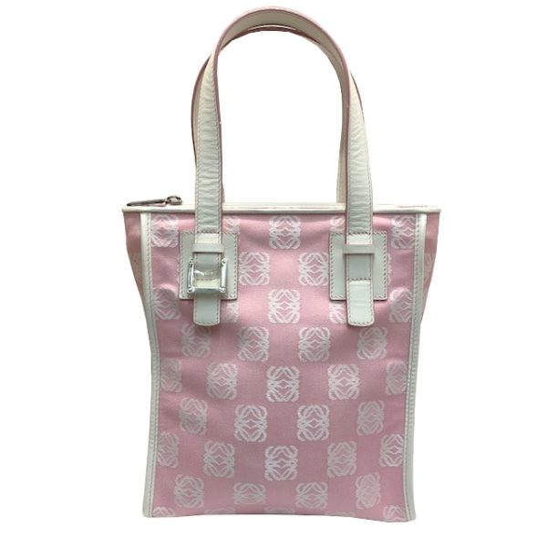 imgrc0083346957 Loewe Anagram Handbag Tote Canvas Leather Pink Ivory