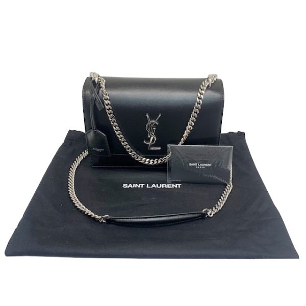 imgrc0083421118 Saint Laurent Sunset Medium Shoulder Bag Leather Black