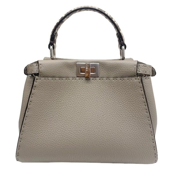 imgrc0083598327 FENDI Selleria Mini Peekaboo 2WAY Bag Dove Gray