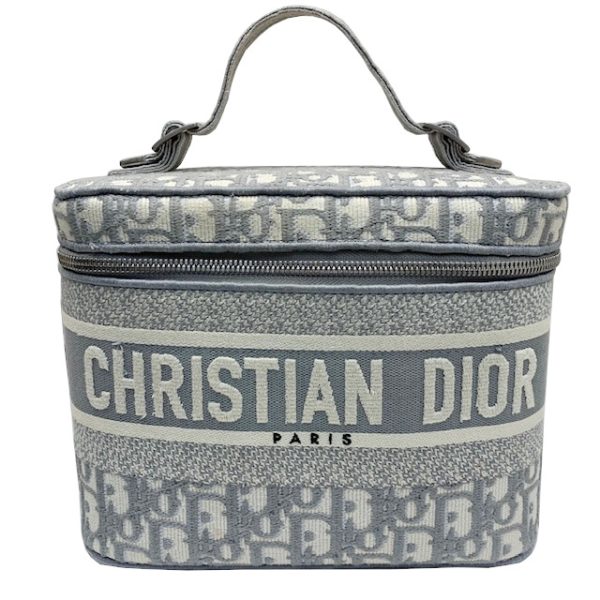 imgrc0083702091 Christian Dior Oblique Vanity Bag Cosmetic Pouch Ivory Blue