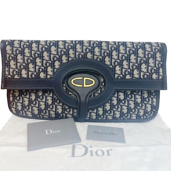 imgrc0084154054 Dior Oblique 2WAY Clutch Handbag Oblique Canvas Navy