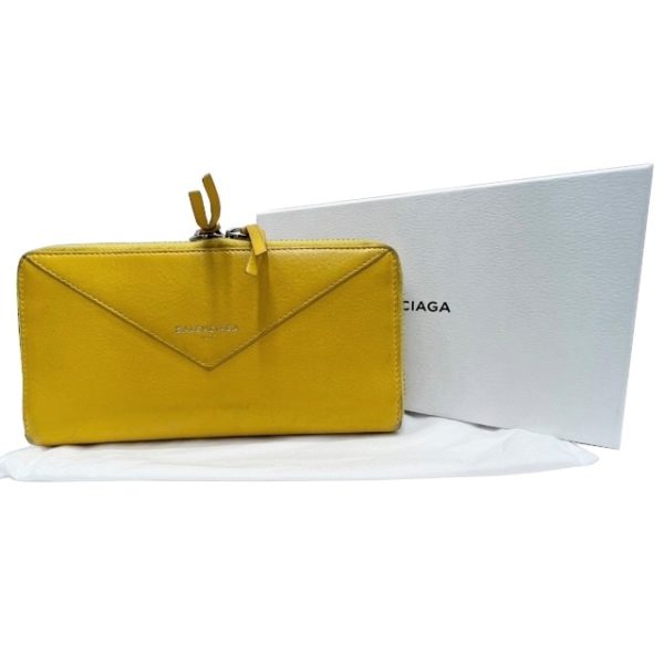 imgrc0084175841 BALENCIAGA Long Wallet Paper Round Zipper Dark Yellow