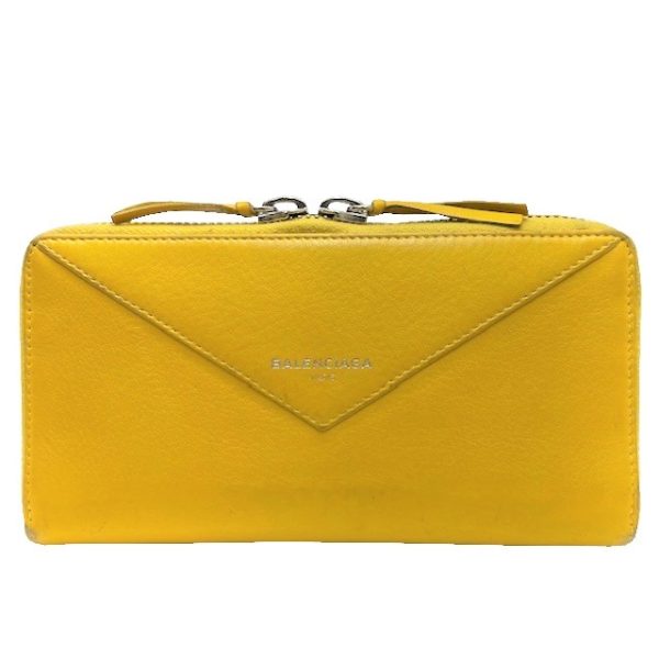 imgrc0084175852 BALENCIAGA Long Wallet Paper Round Zipper Dark Yellow