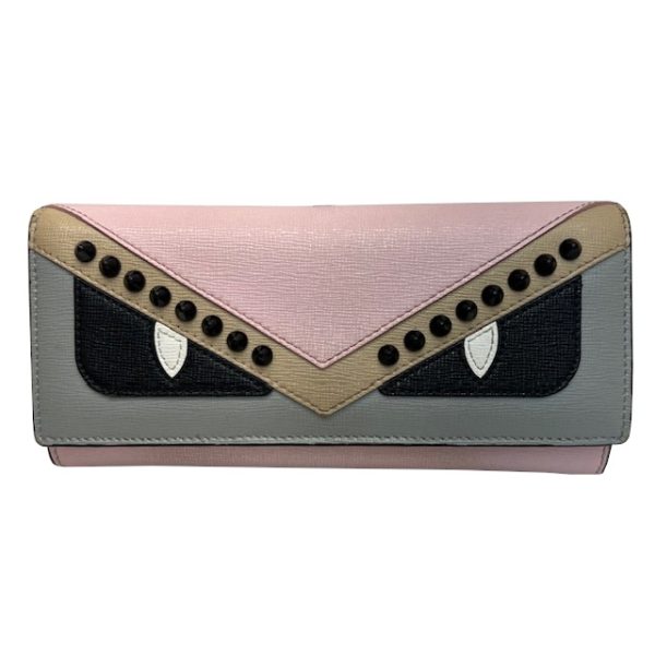 imgrc0084337324 FENDI Monster Long Wallet Pink Gray