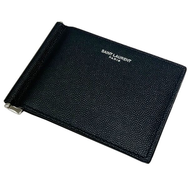 imgrc0084807090 Saint Laurent Money Clip Wallet Bifold Leather Caviar Skin Black